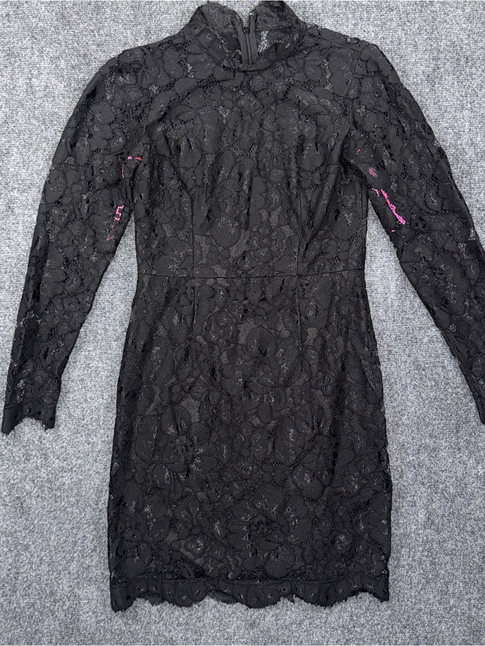 Betsey Johnson Vintage 90s Y2K Black Lace Long Sleeve Mock Neck Dress Size 4